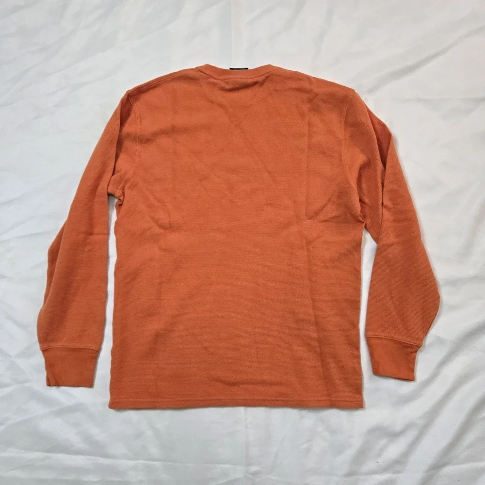 Polo Ralph Lauren Thermal Shirt Casual Sleepwear Mens XL Orange Waffle Knit Pony